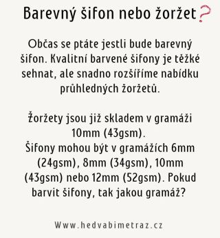 Letos budeme zase rozšiřovat. Poraďte nám 🙏 Potřebujeme vědět, jestli opravdu využijete průhledné barvené #šifony...