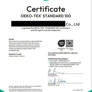 Máme platný OEKO certifikát na rok 2024. Platí pro všechny hedvábné látky v naší nabídce. #OEKO #hedvabi #silk #seide...